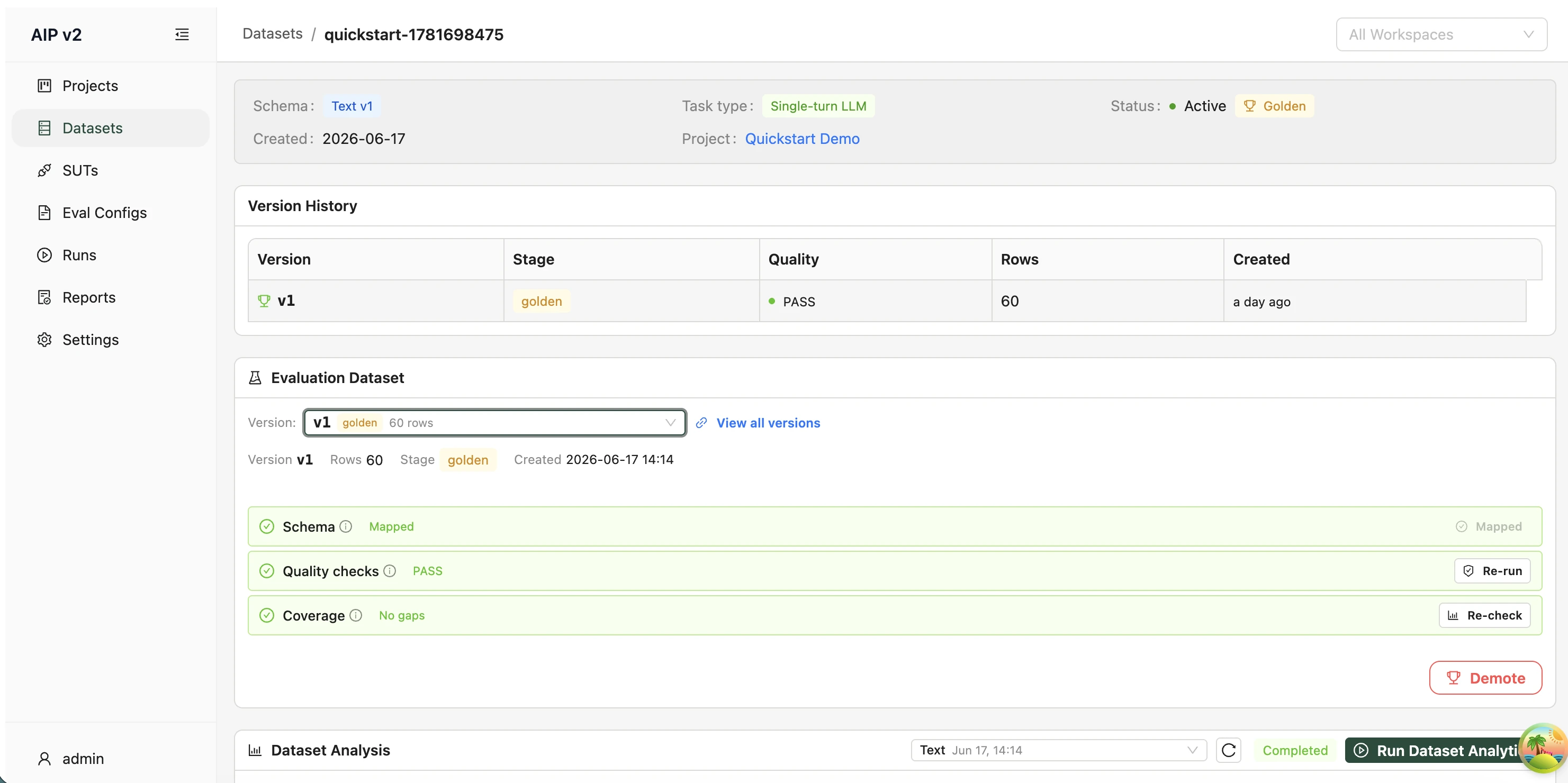 Dataset detail page header